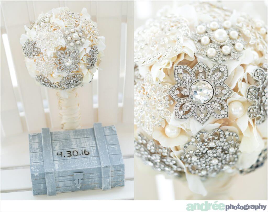 beach wedding bridal brooch bouquet